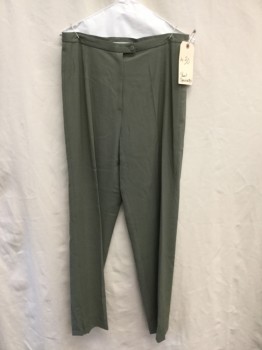 Womens, Pants, PAUL SEPERATES, Sage Green, Polyester, Viscose, Solid, W 30, Zip Front, Elastic At Side Waist, No Pockets,Darted Front