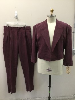 N/L, Plum Purple, Silk, Solid, No Closures, Peaked Lapel, Shoulder Pads, Made To Order, Multiples,