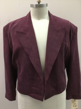 N/L, Plum Purple, Silk, Solid, No Closures, Peaked Lapel, Shoulder Pads, Made To Order, Multiples,
