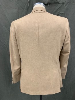 Mens, Sportcoat/Blazer, SAVILE ROW, Camel Brown, Wool, Cashmere, Heathered, 40S, Single Breasted, Collar Attached, Notched Lapel, 3 Pockets, Long Sleeves
