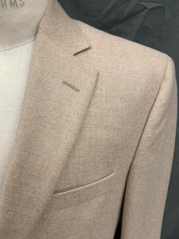 Mens, Sportcoat/Blazer, SAVILE ROW, Camel Brown, Wool, Cashmere, Heathered, 40S, Single Breasted, Collar Attached, Notched Lapel, 3 Pockets, Long Sleeves