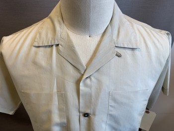 N/L, Sage Green, Polyester, Cotton, Solid, Button Front, Collar Attached, Short Sleeves, 2 Pockets, Small Hole at Lower Backside