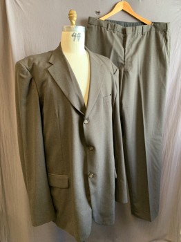 NL, Chocolate Brown, Wool, Solid, Notched Lapel, 3 Pockets, 3 Buttons,