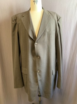 NL, Chocolate Brown, Wool, Solid, Notched Lapel, 3 Pockets, 3 Buttons,