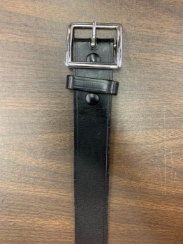 Unisex, Fire/Police Belt, NL, Black, Leather, Solid, 36, Silver Open Buckle