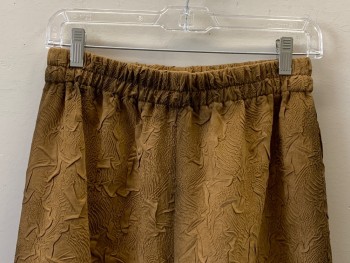 NO LABEL, Caramel Brown, Suede, Solid, Elastic Waist Band, Wrinkled Detail, Aged, Made To Order,