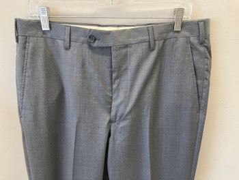 Mens, Suit, Pants, BROOKS BROTHERS, Lt Gray, Wool, Solid, 34/34, Flat Front, Slant Pkts, Small Stain On Front