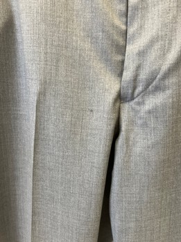 Mens, Suit, Pants, BROOKS BROTHERS, Lt Gray, Wool, Solid, 34/34, Flat Front, Slant Pkts, Small Stain On Front