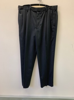 BROOKS BROTHERS, Charcoal Gray, Wool, Side Pockets, Zip Front, Pleated Front, 2 Back Pockets