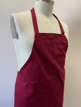 UNCOMMON THREADS, Red Burgundy, Poly/Cotton, Solid, Twill, Self Ties at Waist, No Pockets, Multiples