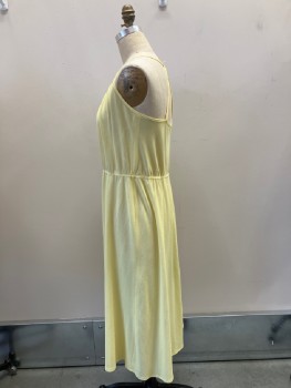 N/L, Lt Yellow, Polyester, Solid, Crepe Texture, Semi Sheer, Slight Gathers At Scoop Neck, Spaghetti Straps Tacked Together In Back, Elastic Waist ** Shot. Belt Loops,