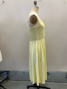 N/L, Lt Yellow, Polyester, Solid, Crepe Texture, Semi Sheer, Slight Gathers At Scoop Neck, Spaghetti Straps Tacked Together In Back, Elastic Waist ** Shot. Belt Loops,