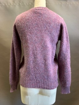 Womens, Sweater, LANDS END, Purple, Pink, Sky Blue, Cream, Wool, Argyle, S, Pullover, L/S, Crew Neck,