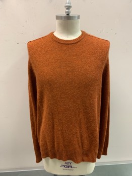 Mens, Pullover Sweater, BANANA REPUBLIC, Burnt Orange, Wool, Alpaca, Heathered, XL, CN,