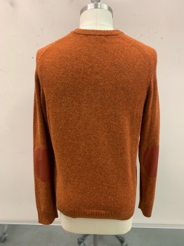 Mens, Pullover Sweater, BANANA REPUBLIC, Burnt Orange, Wool, Alpaca, Heathered, XL, CN,