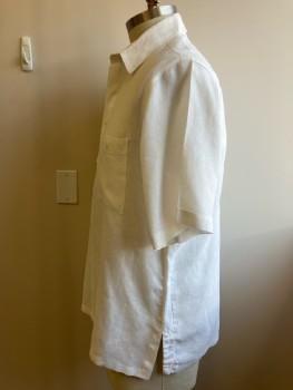 Mens, Shirt, D'ACCORD, XL, White Textured, C.A., B.F., S/S, 2 Pckts, Split Side Seams