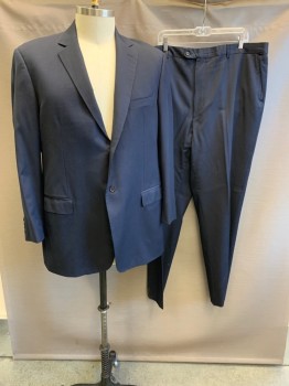 PRONTO UOMO, Black, Navy Blue, Wool, Stripes - Pin, Notched Lapel, Single Breasted, Button Front, 2 Back, 3 Pockets