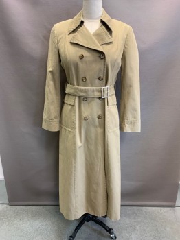 BANANA REPUBLIC, Khaki Brown, Cotton, With Matching Belt, C.A., Double Breasted, Button Front, Tortoise Shell Buttons, 2 Pockets