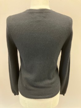 Womens, Cardigan Sweater, BLOOMINGDALE'S, Black, Cashmere, Solid, S, Knit, CN, B.F., L/S