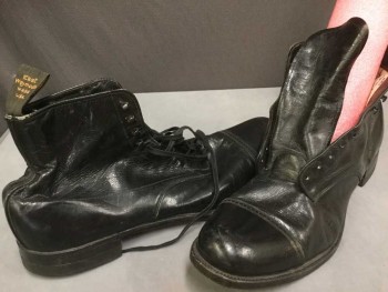 EDWARD CLAP AND SON, Black, Leather, Solid, Lace Up Ankle Boot, Cap Toe