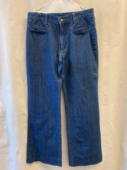 Womens, Jeans, NL, Blue, Cotton, Solid, W30, Flat Front, 2 Selt Pockets Front, Zip Fly. No Pockets at Back