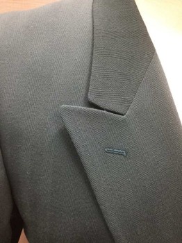 NINO FERRETTI, Forest Green, Wool, Herringbone, Solid, Double Breasted, Collar Attached, Peaked Lapel, 3 Pockets,