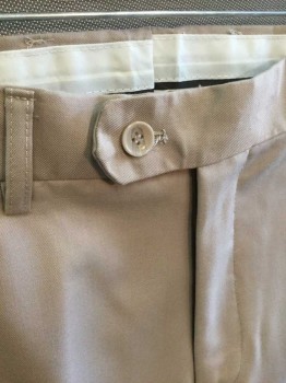Mens, Suit, Pants, CARLO LUSSO, Tan Brown, Polyester, Solid, Ins:31, W:32, Flat Front, Button Tab Waist, Zip Fly, Straight Leg