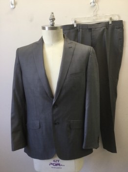 ZARA MAN, Gray, Wool, Polyester, Heathered, Sport Coat - 2 Button Single Breasted, 3 Pockets, Pick Stitch Detail at Collar & Lapel and Pocket Flaps, 2 Slits at Back