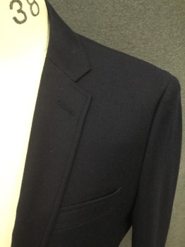 Mens, Sportcoat/Blazer, J CREW, Navy Blue, Polyester, Wool, Solid, 36R, Single Breasted, Collar Attached, Notched Lapel, 3 Pockets, 2 Buttons