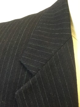 CHRISTIAN DIOR, Navy Blue, Lt Gray, Lt Green, Red, Wool, Stripes - Pin, Single Breasted, Notched Lapel, 2 Buttons, 3 Pockets,