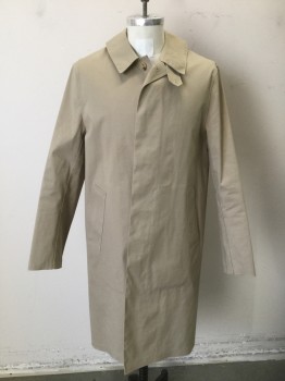Mens, Coat, Trenchcoat, MACKINTOSH, Beige, Cotton, Solid, 40, Bonded Cotton, 5 Button Front with Covered Button Placket, Collar Attached, 2 Welt Pocket, Vented Back, High End/Luxury Item