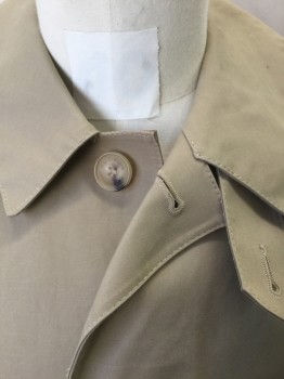 Mens, Coat, Trenchcoat, MACKINTOSH, Beige, Cotton, Solid, 40, Bonded Cotton, 5 Button Front with Covered Button Placket, Collar Attached, 2 Welt Pocket, Vented Back, High End/Luxury Item