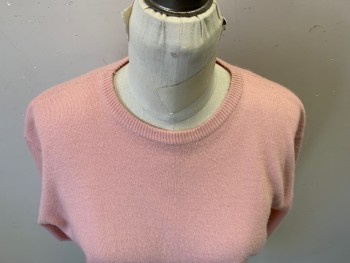 Womens, Sweater, SELECT, Pink, Orlon Acrylic, Solid, W 26, B 38, Crew Neck, Pullover, Short Sleeves,