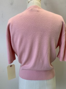 Womens, Sweater, SELECT, Pink, Orlon Acrylic, Solid, W 26, B 38, Crew Neck, Pullover, Short Sleeves,