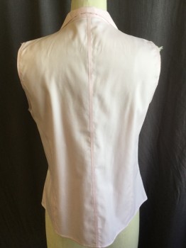 CALVIN KLEIN, Pink, Cotton, Solid, Collar Attached, Button Front, Sleeveless,