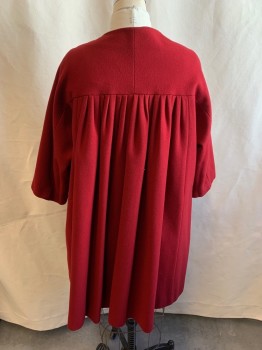 N/L, Red, Wool, Solid, Snap Front, 2 Pockets, No Collar, Pleated Back