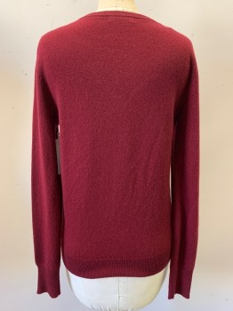 Womens, Pullover, EQUIPMENT, Brick Red, Cashmere, Solid, XS, Long Sleeves, V-neck,