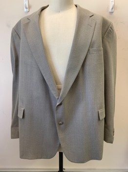 John Weitz, Beige, Gray, Wool, 2 Color Weave, 2 Buttons Single Breasted, Notched Lapel, 3 Pockets