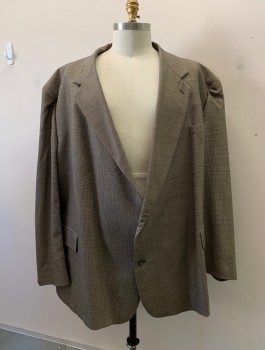 RSM, Tan Brown, Black, Wool, 2 Color Weave, Single Breasted, 2 Buttons, Notched Lapel, 3 Pockets, Tan, Cream, and Black Weave