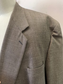 RSM, Tan Brown, Black, Wool, 2 Color Weave, Single Breasted, 2 Buttons, Notched Lapel, 3 Pockets, Tan, Cream, and Black Weave