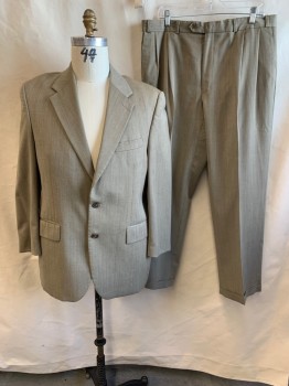 CHAPS, Khaki Brown, Brown, Burnt Orange, Wool, Herringbone, Notched Lapel, Single Breasted, Button Front, 2 Buttons, 3 Pockets, Single Back Vent