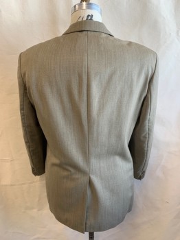 CHAPS, Khaki Brown, Brown, Burnt Orange, Wool, Herringbone, Notched Lapel, Single Breasted, Button Front, 2 Buttons, 3 Pockets, Single Back Vent