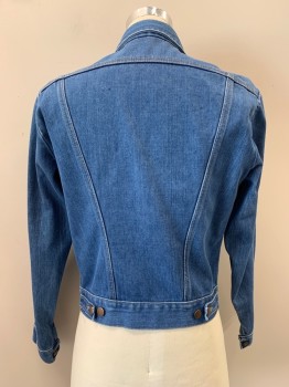 Mens, Jean Jacket, WRANGLER, Denim Blue, Cotton, Solid, C40, L/S, B.F., Collar Attached, Chest And Slant Pockets