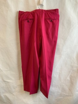 NO LABEL, Red, Poly/Cotton, Side Pockets, Zip Front, Pleated Front, 2 Back Welt Pockets