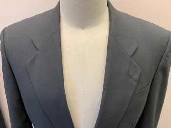 LANZA, Gray, Wool, Solid, 2 Buttons,  Notched Lapel, 3 Pockets,