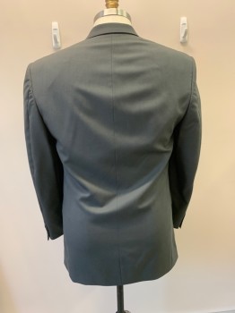 LANZA, Gray, Wool, Solid, 2 Buttons,  Notched Lapel, 3 Pockets,