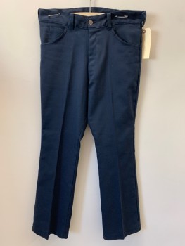 N/L, Navy Blue, Polyester, Solid, 5 Pockets, Stay Press