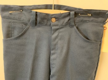 Mens, Pants, N/L, Navy Blue, Polyester, Solid, 34/32, 5 Pockets, Stay Press