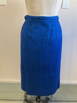 Womens, 1960s Vintage, Suit, Skirt, TOWN & COUNTRY, W: 30, Blue, Plaid, F.F, Side Zip,