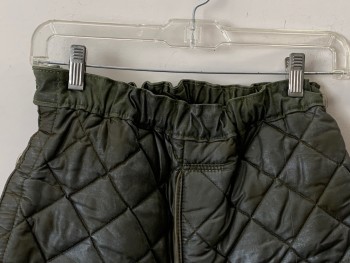 Womens, Sci-Fi/Fantasy Pants, NO LABEL, Dk Olive Grn, Polyester, 24, Elastic Waist Band, Puffed/quilted, Side Velcro Patch Opening